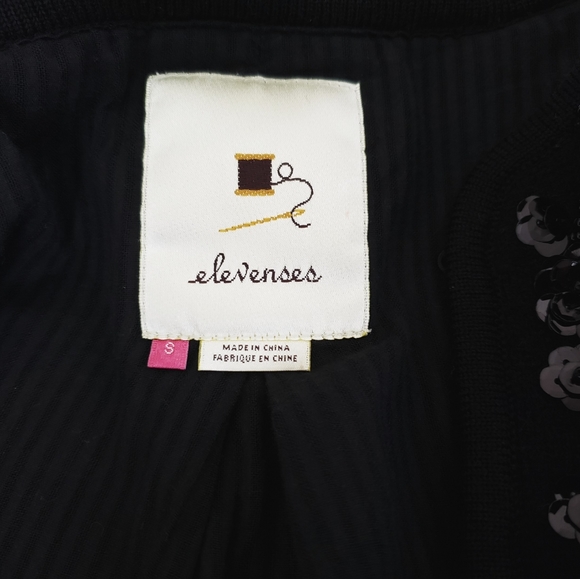 Anthropologie elevenses black wool sequence jacket - Picture 6 of 8